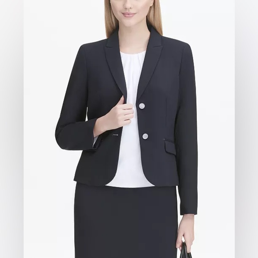 Calvin Klein Women’s Navy Blue Two Button Blazer Size 0